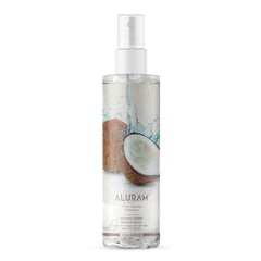 Aluram agua de coco texturizante para el cabello, vertido de la botella, ofrece textura ligera para peinados casuales.