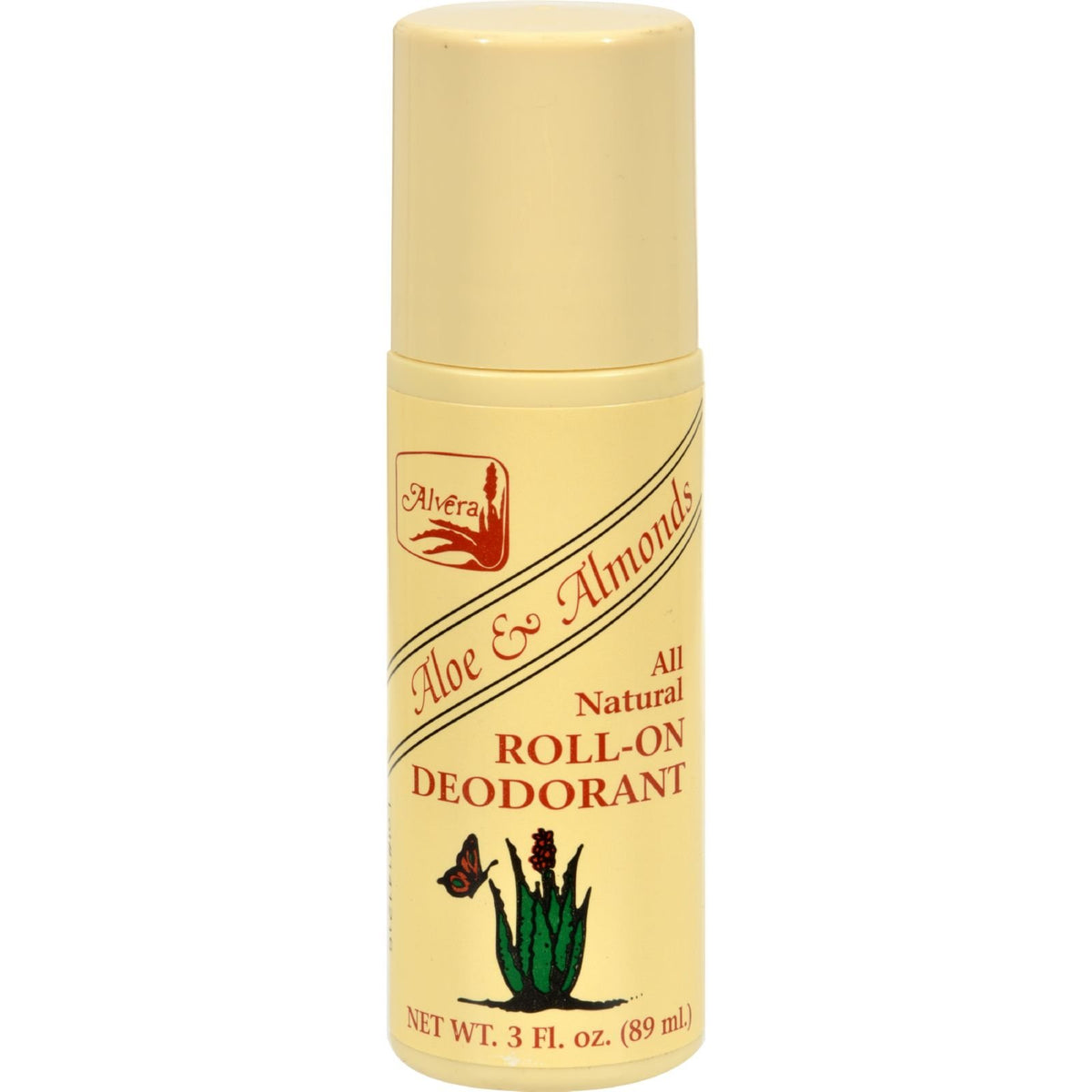 Alvera desodorante rodillo Aloe y Almendras, botella de 89 ml para frescura diaria y cuidado suave