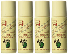 Alvera Desodorante Rodillo Aloe y Almendras, botella de 3 oz lista para uso diario.