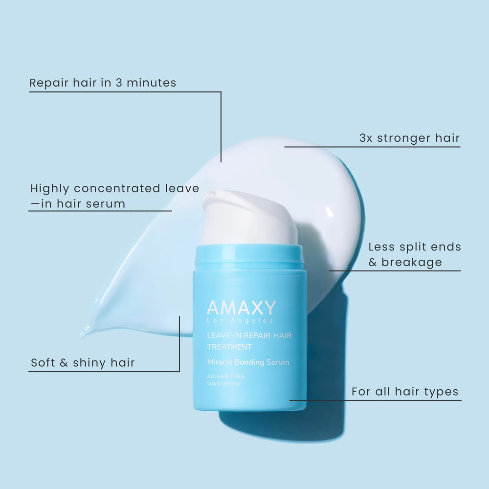 AMAXY Miracle Bonding Serum: ayuda a reparar daño por decoloración y calor para aspecto más suave.