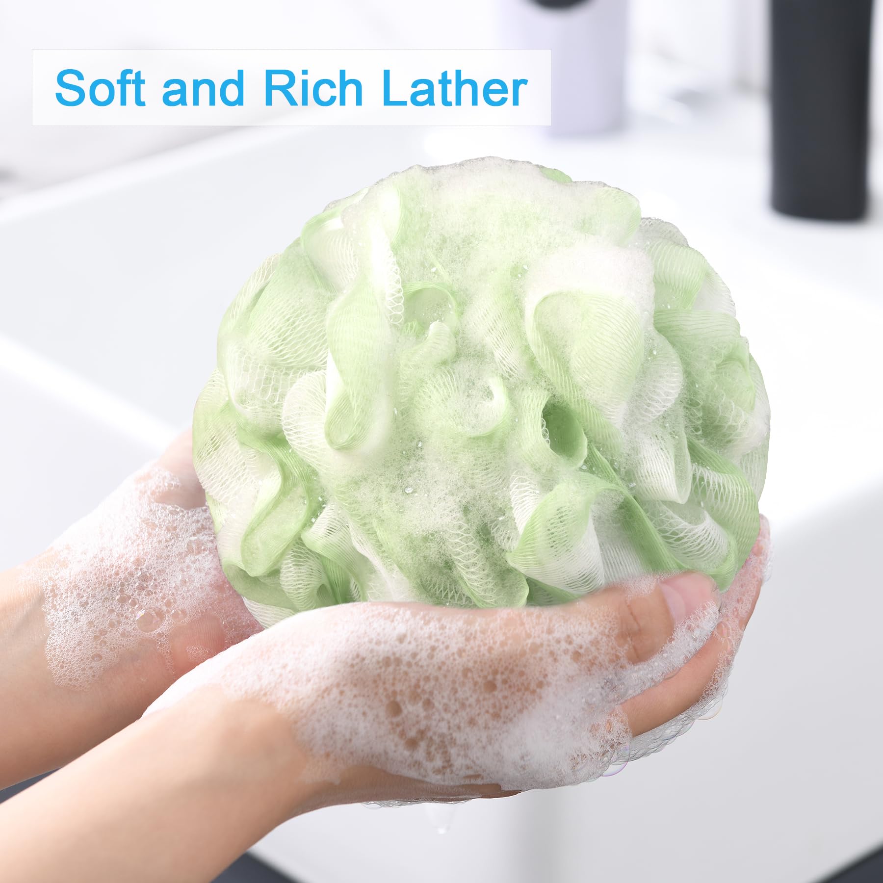 AmazerBath esponja lufa, juego de 4 colores algodón de azúcar, para decoración y uso.