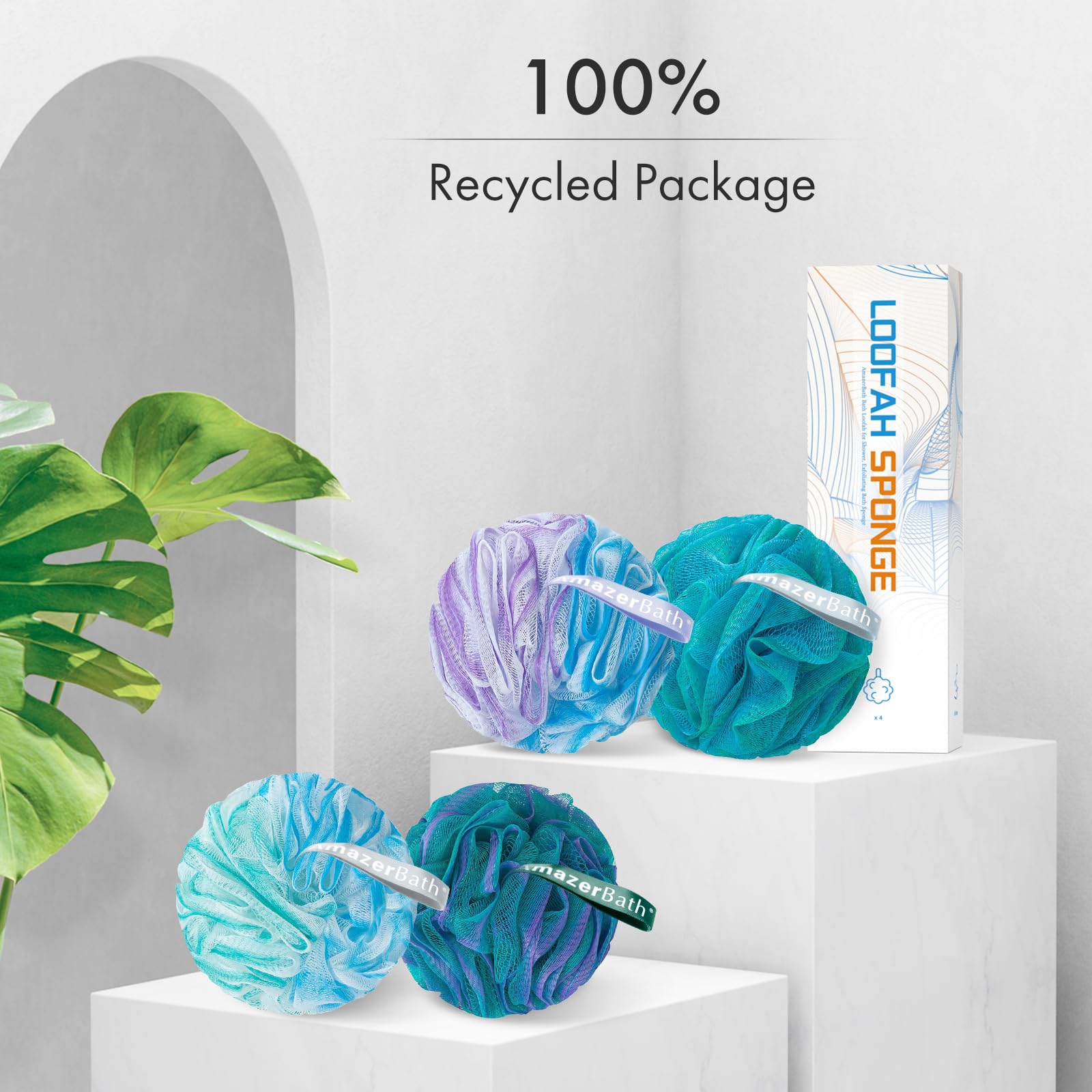 AmazerBath esponja lufa set de 4 colores para toda la familia