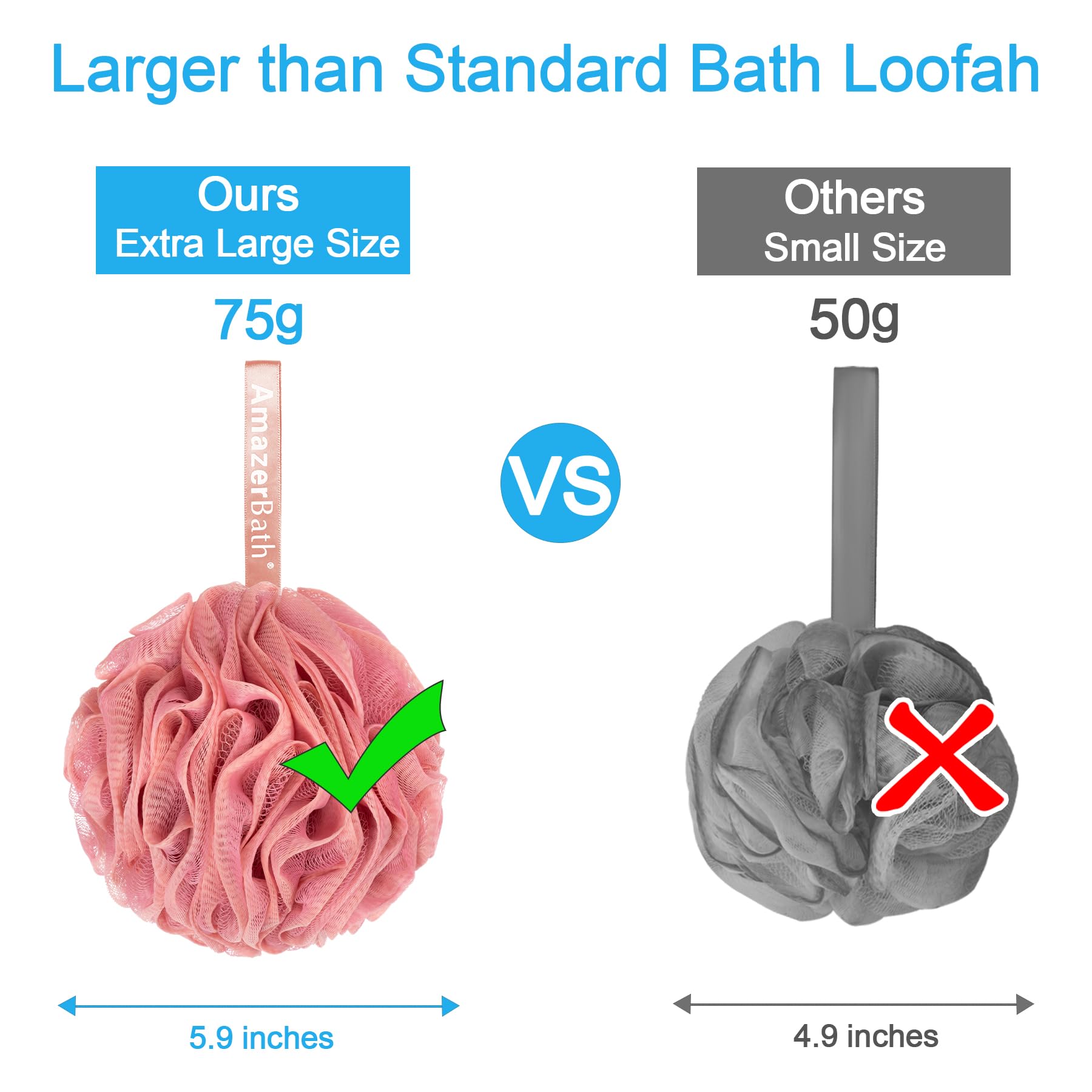 AmazerBath lufa exfoliante, lazo para colgar, almacenamiento práctico.