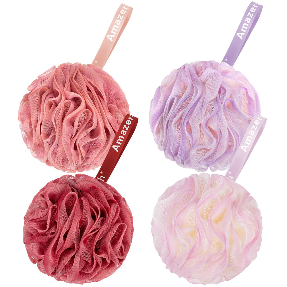 AmazerBath lufa exfoliante, conjunto4 SunsetBerry, ideal para una limpieza suave diaria.