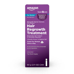 Amazon Basic Care botella de minoxidil para crecimiento capilar en mujeres