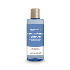 Desmaquillante de ojos Amazon Basics en botella, fácil de usar.