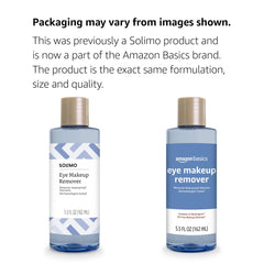 Etiqueta sin fragancia de Amazon Basics Desmaquillante de ojos para piel sensible.