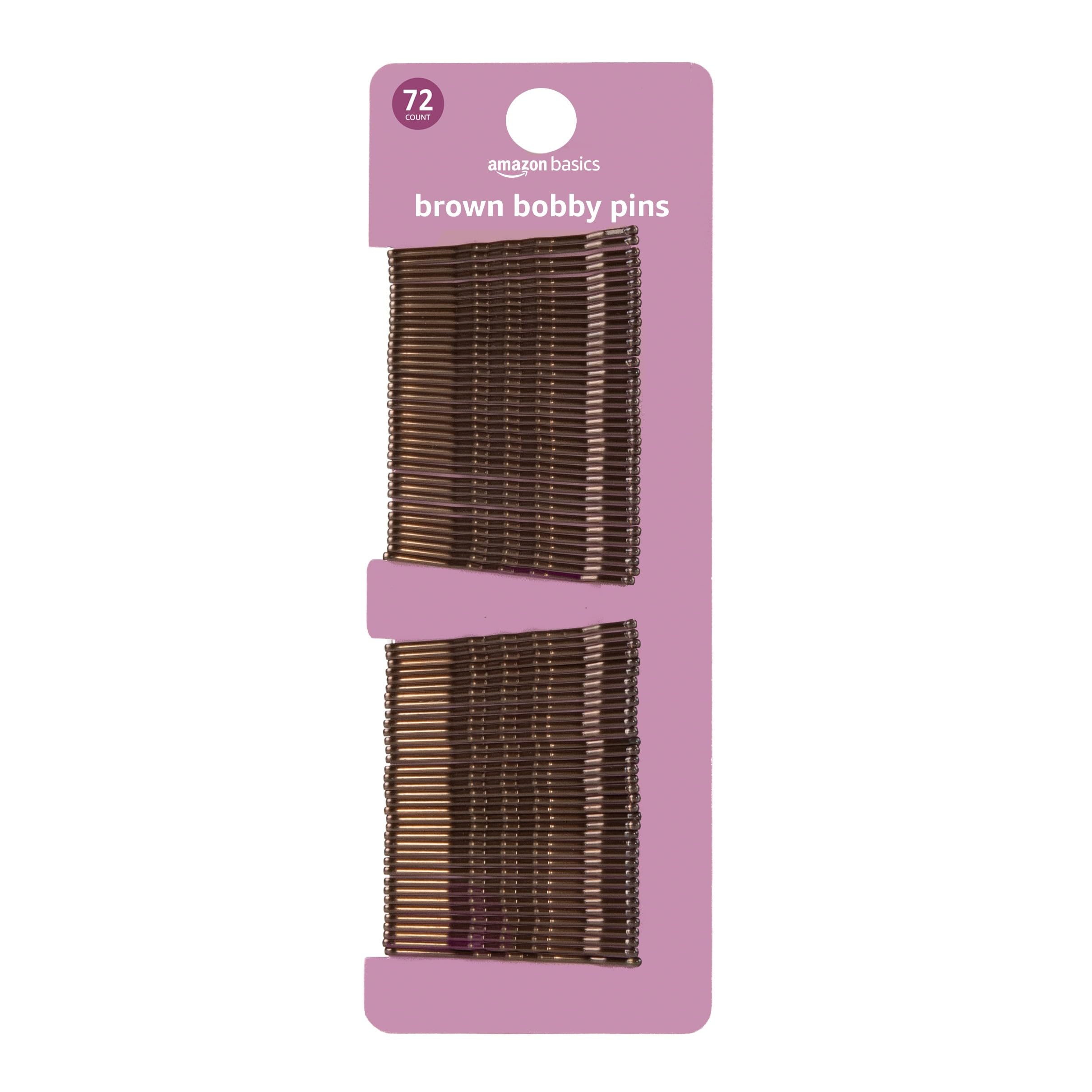 Horquillas Amazon Basics No Slip marrón brillante para el cabello.