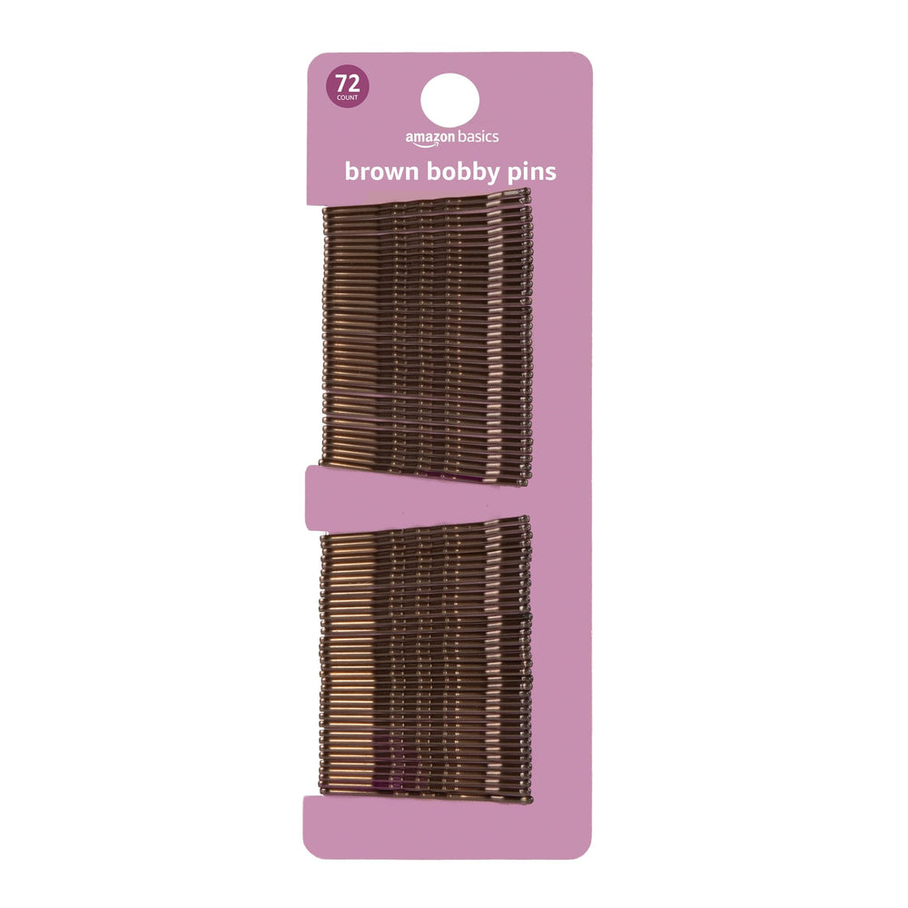 Horquillas Amazon Basics No Slip marrón brillante para el cabello.