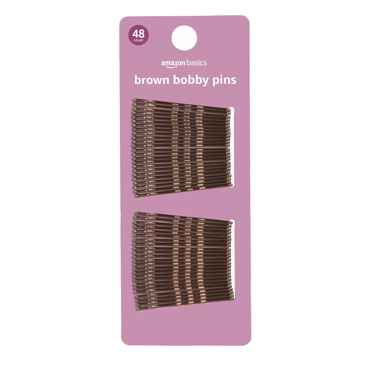 Amazon Basics horquillas marrón, 48 piezas, se integran con tu color de cabello
