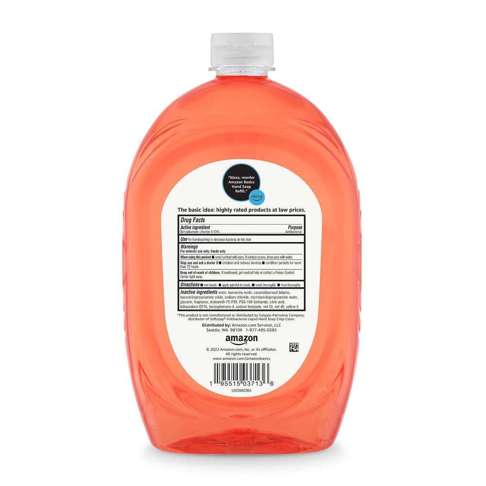 Amazon Basics jabón líquido para manos, etiqueta cítrica, aroma fresco.
