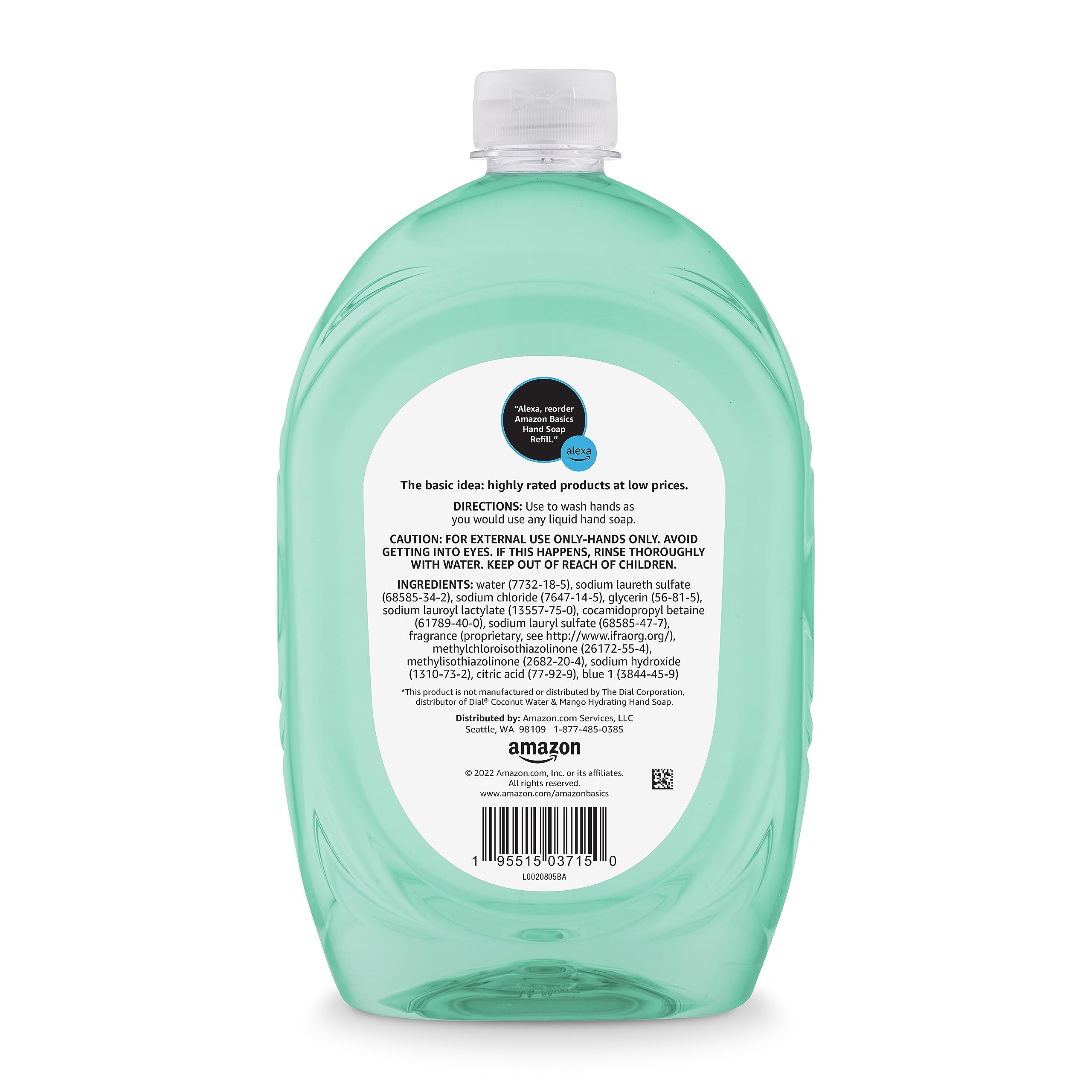Amazon Basics jabon manos dermatológicamente probado sin triclosán, seguro para piel sensible