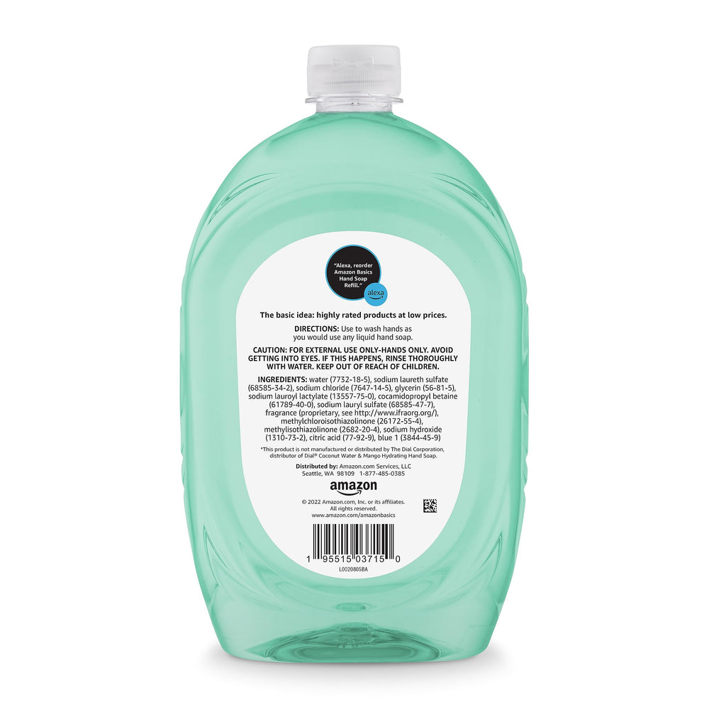 Amazon Basics jabon manos dermatológicamente probado sin triclosán, seguro para piel sensible