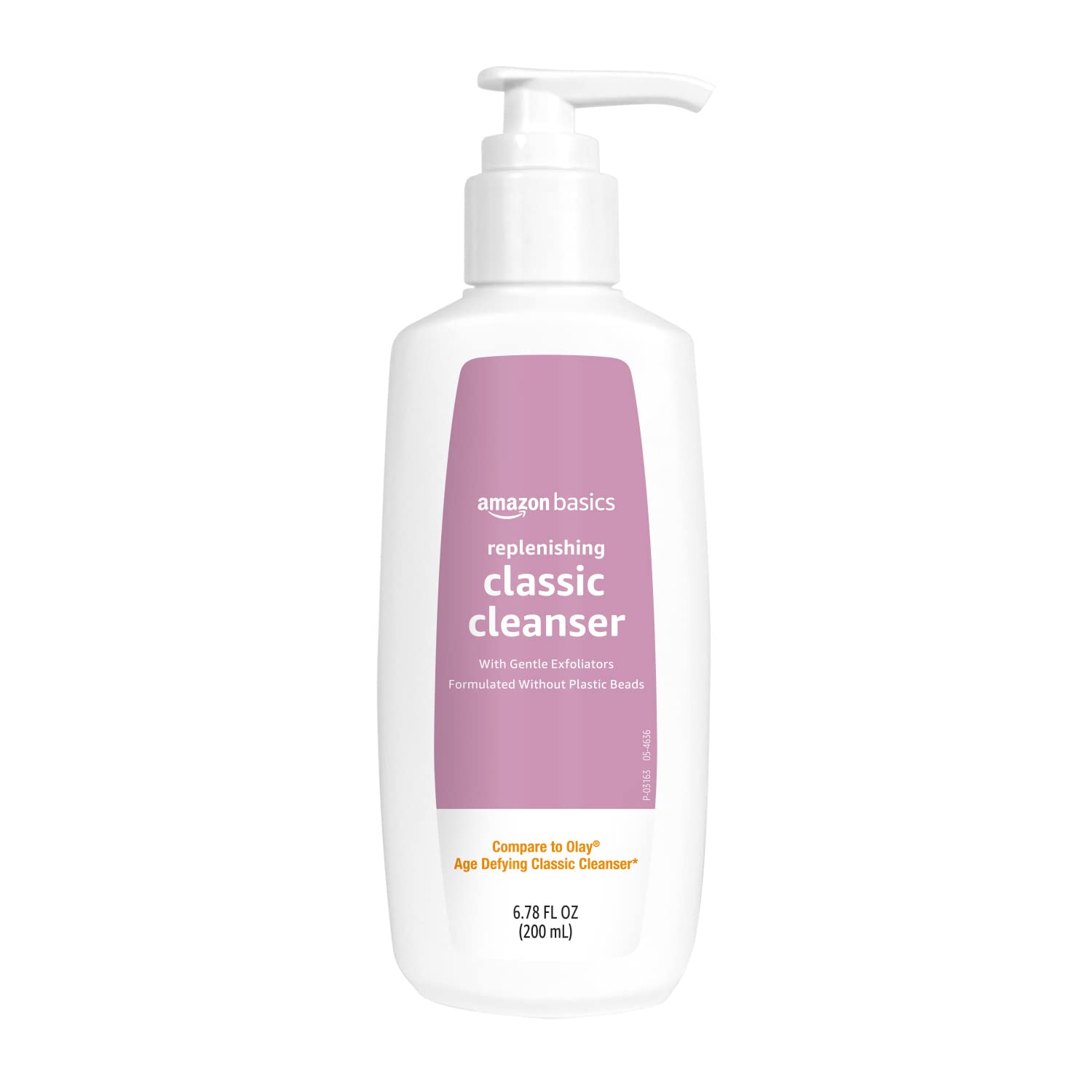 Amazon Basics limpiador facial exfoliante suave en botella, sensación fresca.