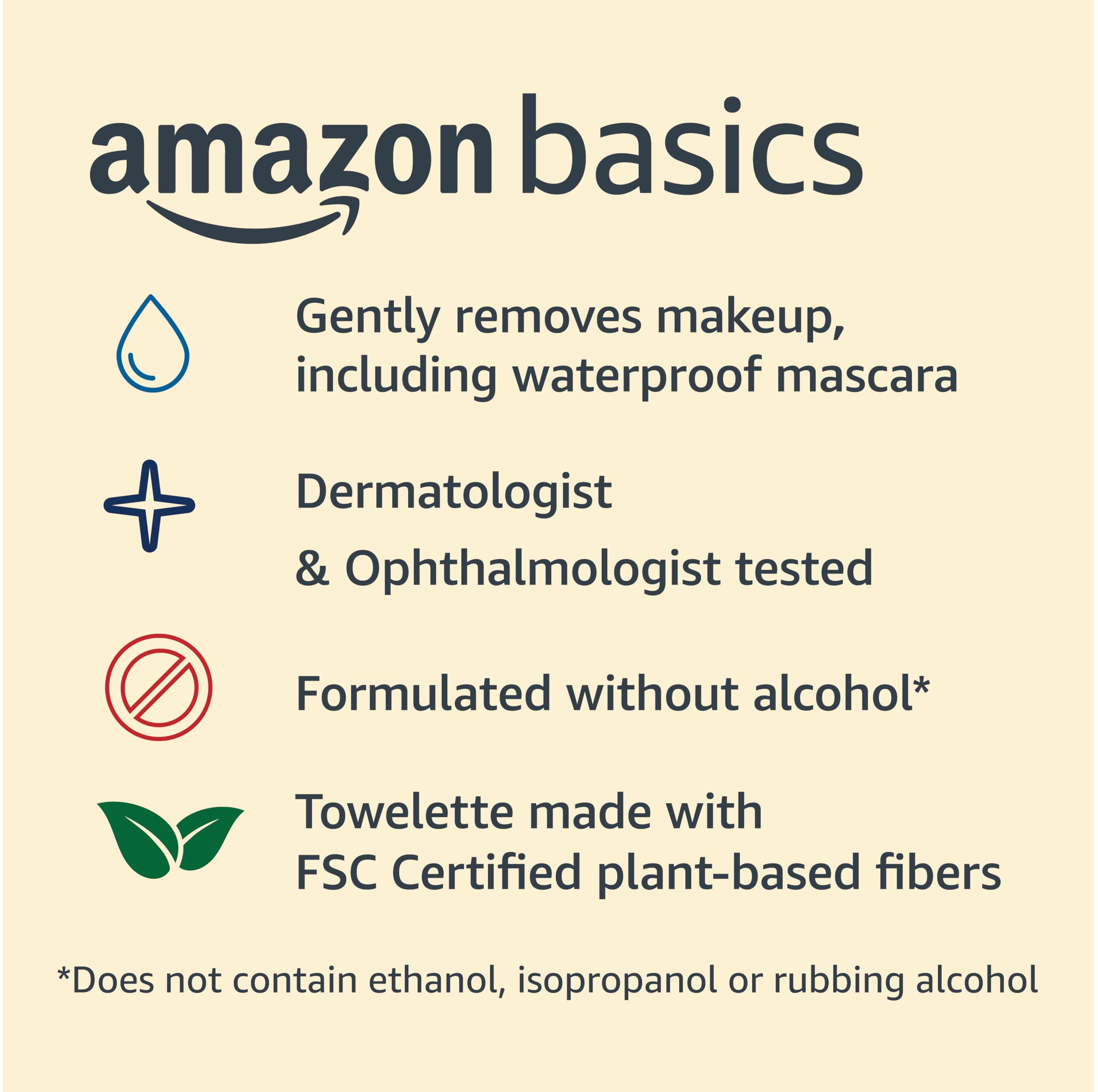 Amazon Basics Makeup Remover Wipes remove makeup from eyes and face gently