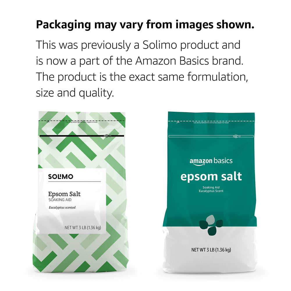 Amazon Basics Sal Epsom para baño, uso en tina o pie, experiencia calmante.