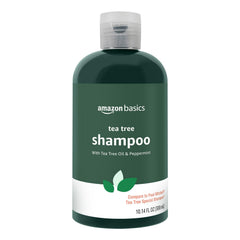 Amazon Basics Tea Tree Shampoo en botella, limpieza vigorizante para el cuero cabelludo.