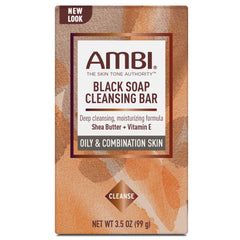 Ambi jabon negro con karite, barra doble para uso diario.