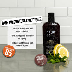 Textura cremosa del acondicionador American Crew aporta hidratación suave.