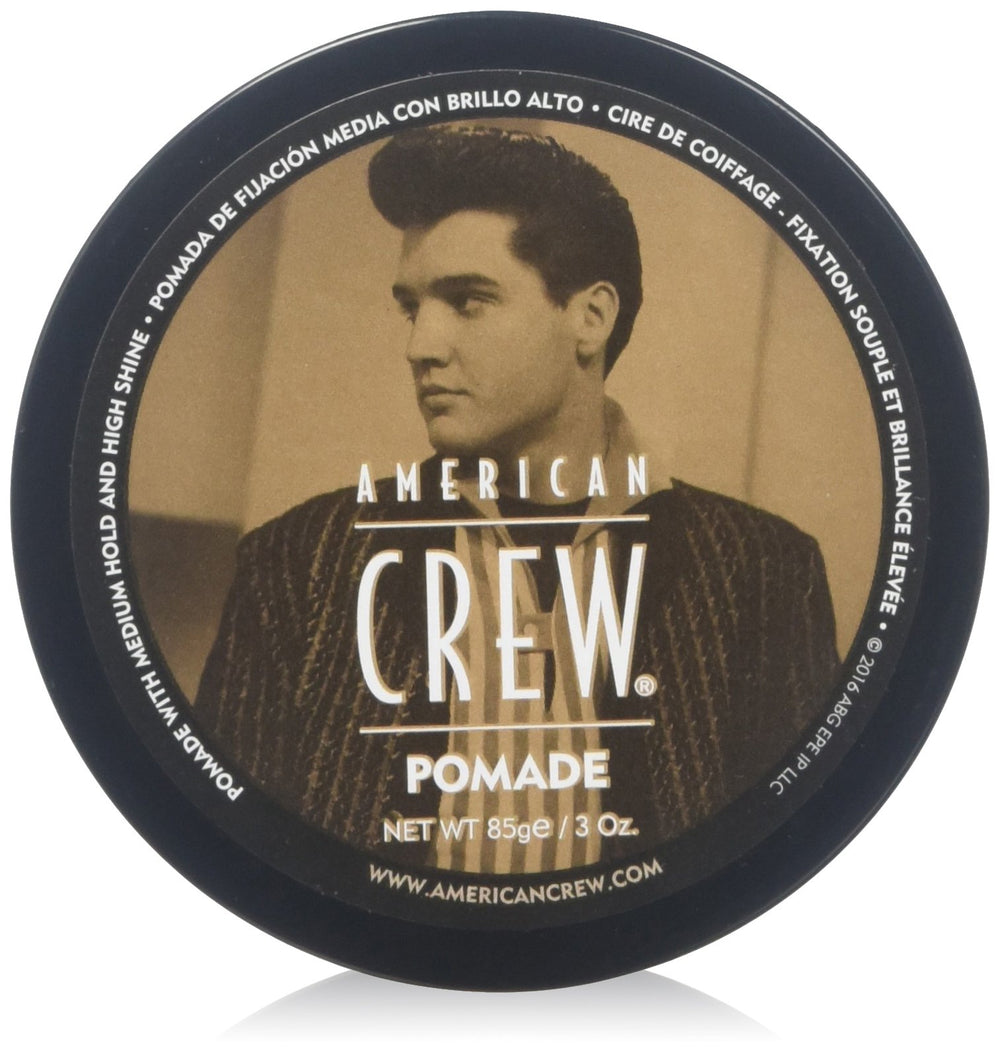 Pomada American Crew, pack de 3, fijación sólida con brillo natural.
