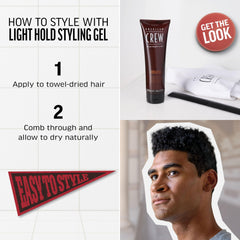 Peinado texturizado con gel de pelo American Crew y brillo sutil