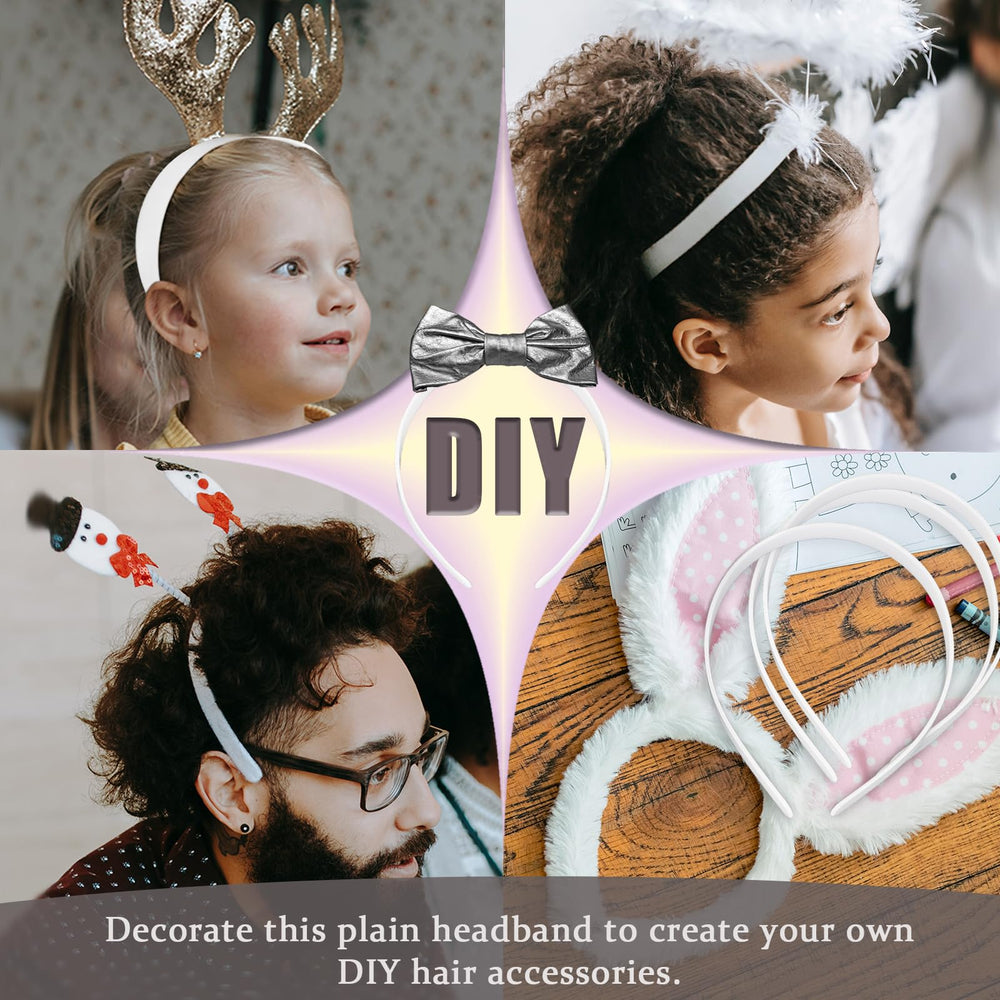 Amersumer diadema plana en plástico duradero, ideal para decorar con lazos y flores.