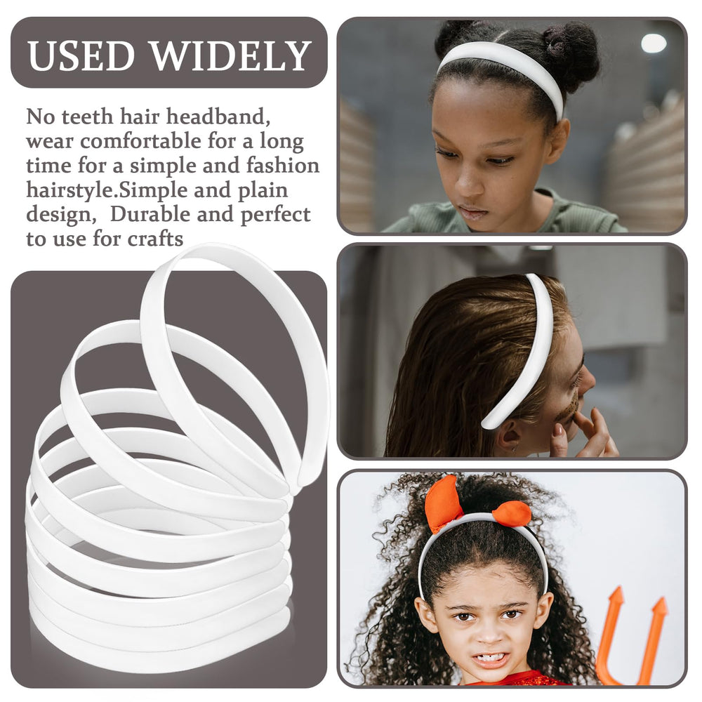 Amersumer diadema plana blanca, diseño sencillo y atractivo para mujeres y niñas.