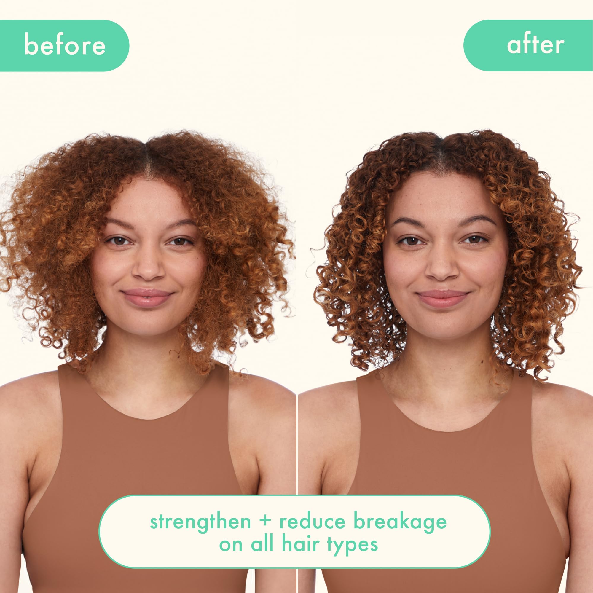 Amika Kure cabello dañado, antes y después de usar la mascarilla.