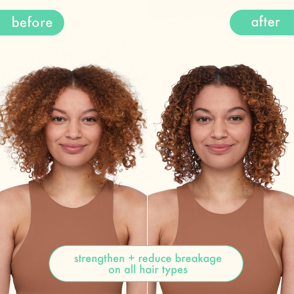 Amika Kure cabello dañado, antes y después de usar la mascarilla.