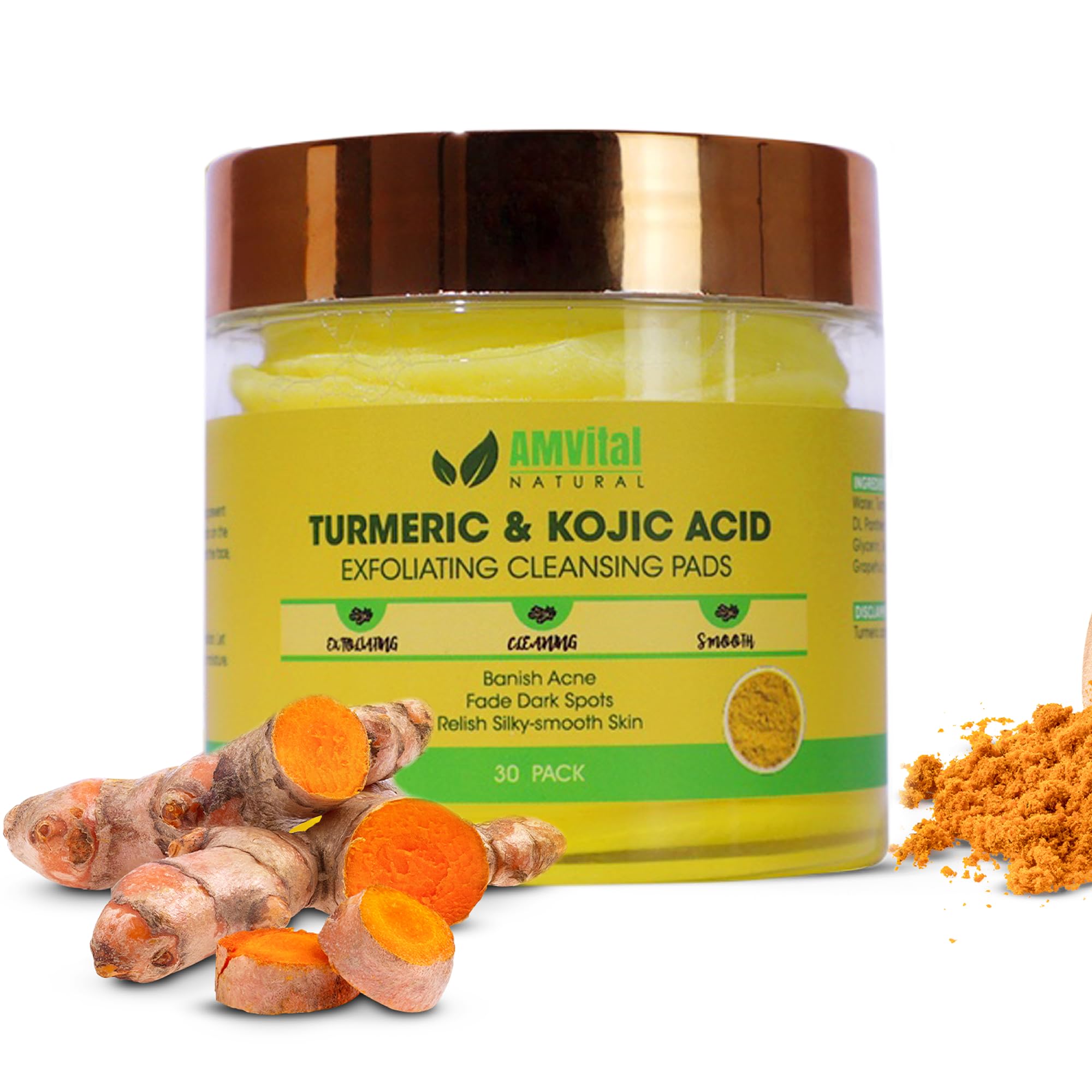 AMVital almohadillas limpieza turmeric kojlico: exfoliación suave para rostro limpio