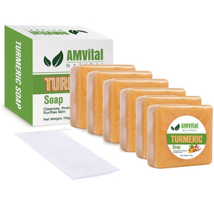 AMVital jabón curcuma rostro, piel suave diariamente.