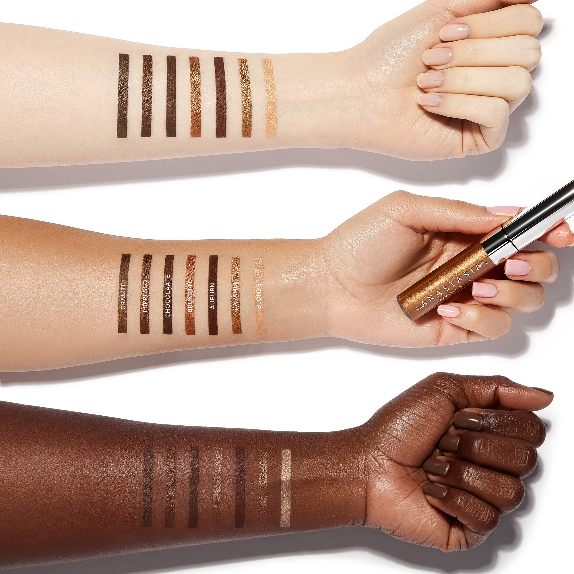 Gel tintado para cejas Anastasia Beverly Hills, sujeción flexible para cejas definidas.