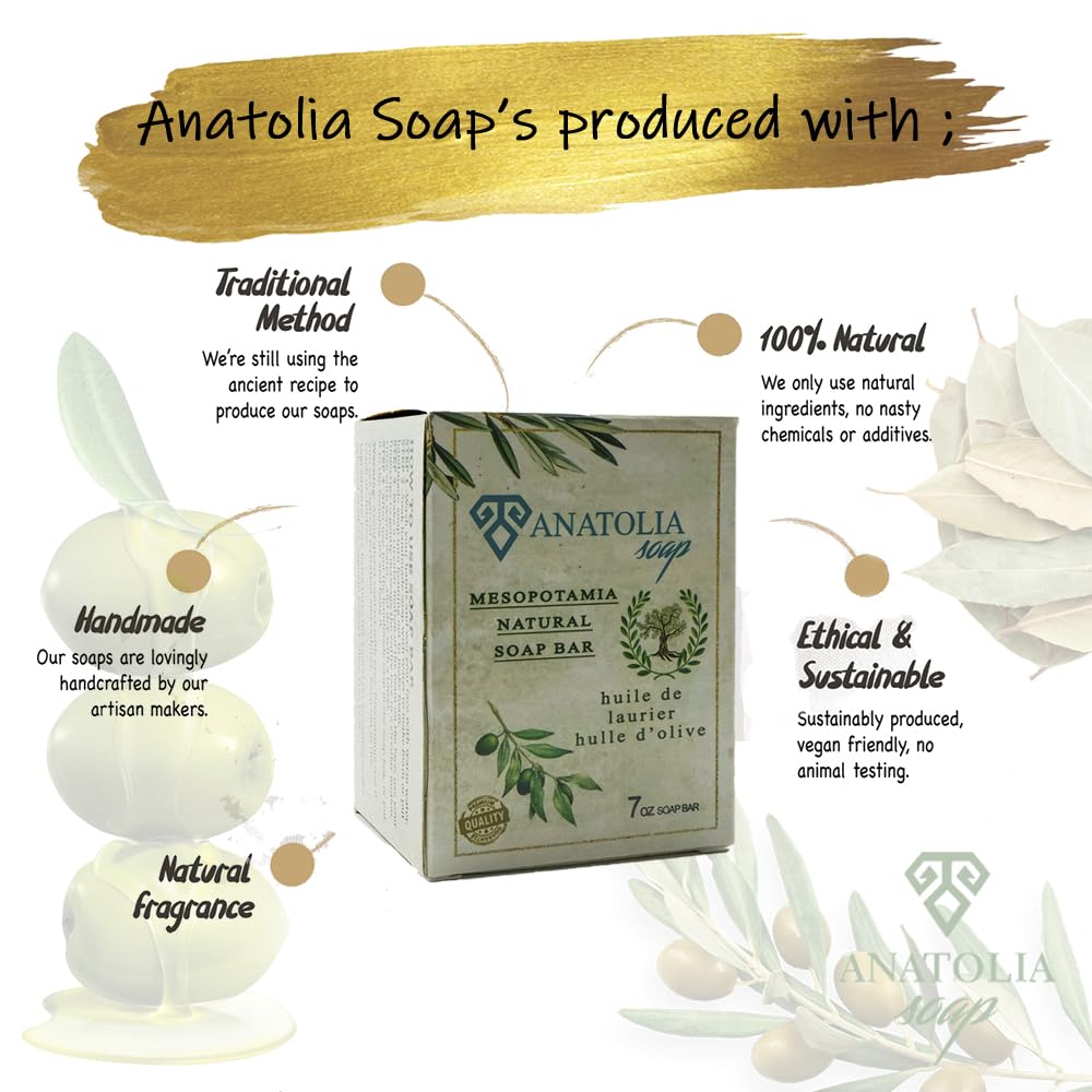 Envase clásico de Anatolia Soap Aleppo con artesanía.
