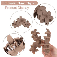 ANBALA pinzas de pelo flor plumeria mate marrón, agarre estable para cabello grueso