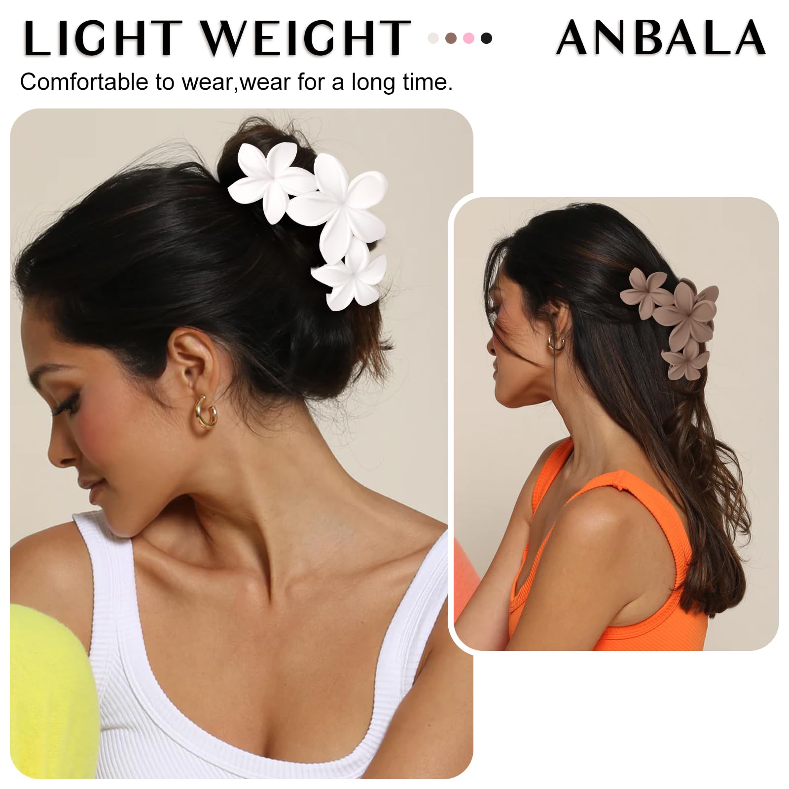 ANBALA pinzas de pelo flor plumeria mate rosa, color vibrante para looks diarios