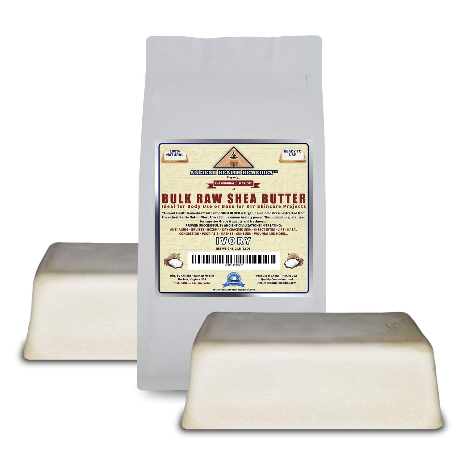 Tarro de manteca karité blanco de Ancient Health Remedies para uso directo