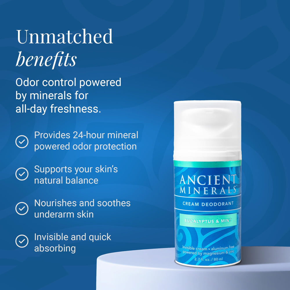 Ancient Minerals desodorante crema aplicación suave y rápida