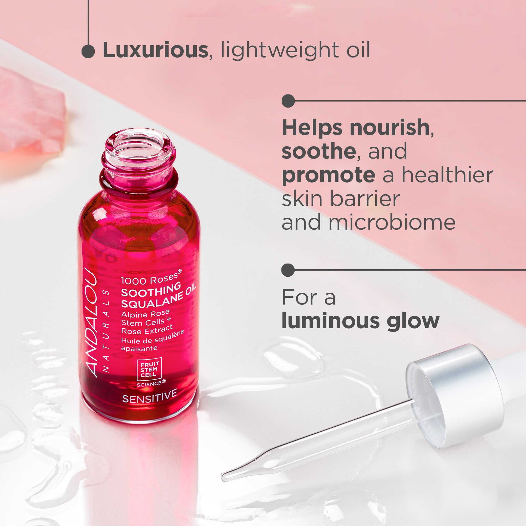 Andalou Naturals 1000 Rosas: aplicación suave en las manos para hidratación.