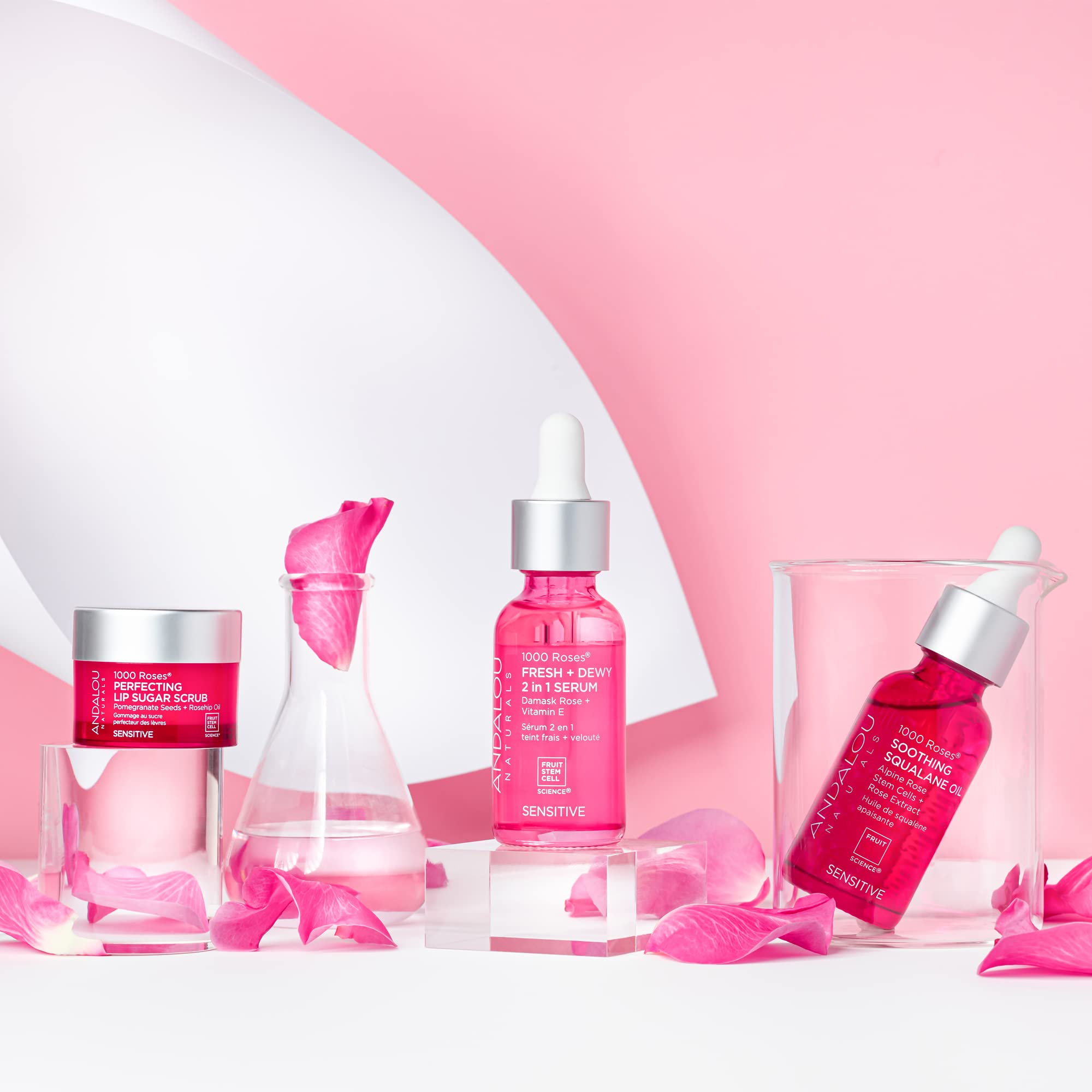 Extractos de rosa de Andalou Naturals 1000 Rosas para aroma suave.