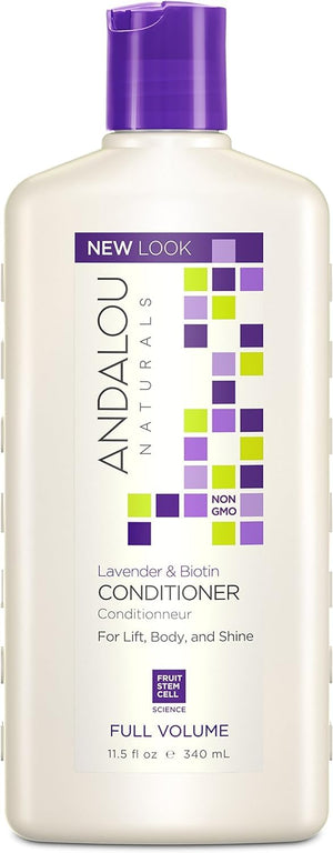 Acondicionador Andalou Naturals, botella-vertido, aporta volumen y brillo al cabello.