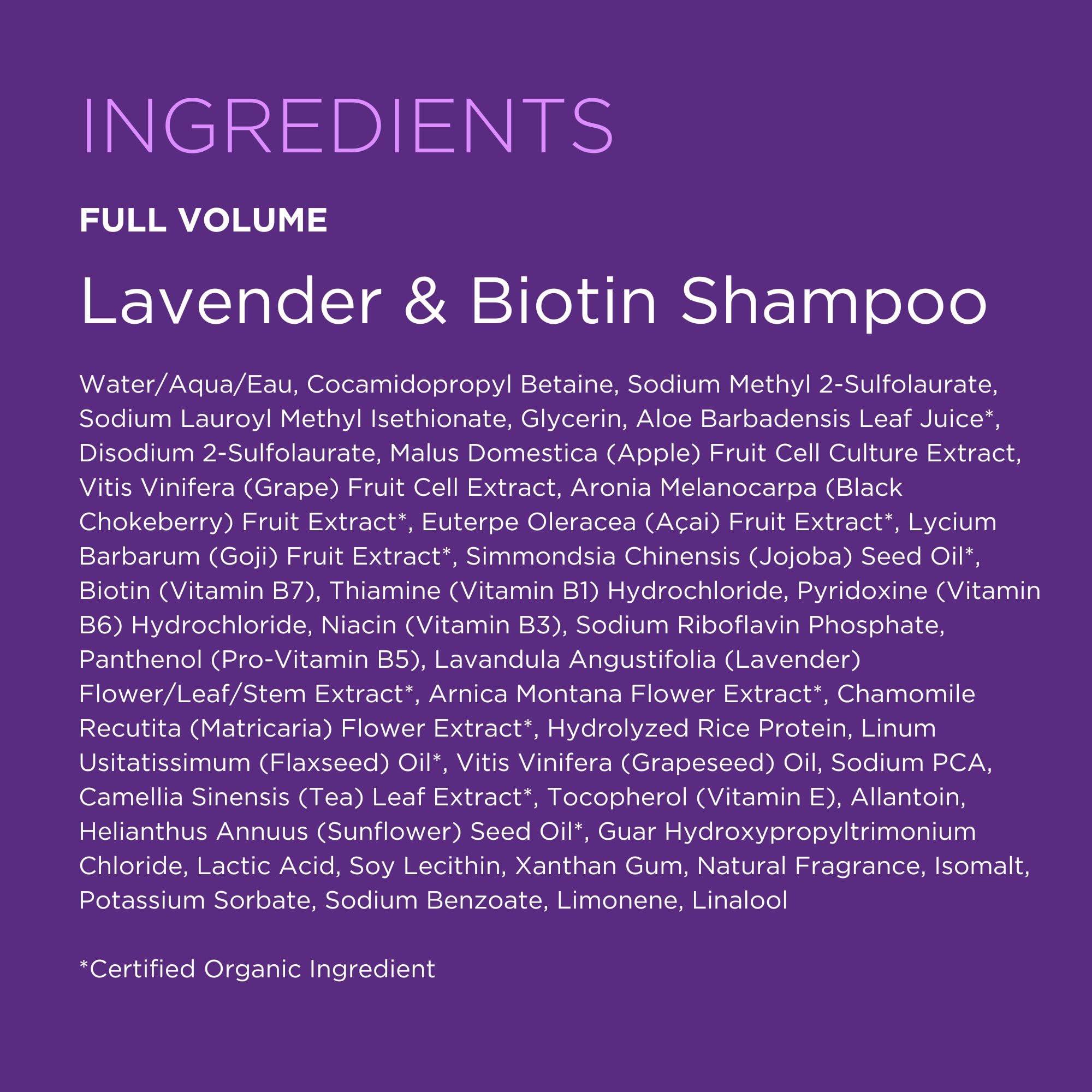 Andalou Naturals champú volumen lavanda biotina, ritual de baño aromático para relajar.