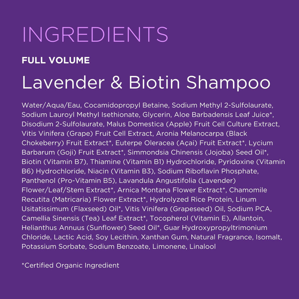 Andalou Naturals champú volumen lavanda biotina, ritual de baño aromático para relajar.