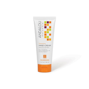 Crema de manos Clementine de Andalou Naturals, textura rica para piel seca.
