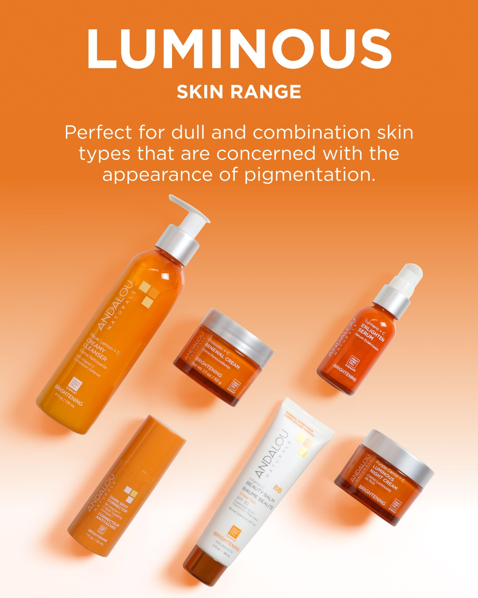 Andalou Naturals Limpiador Cremoso Limón Meyer ideal para uso diario y sensación fresca.