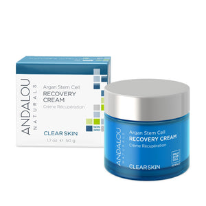 La crema de recuperación Andalou Naturals en botella, ideal para piel grasa.
