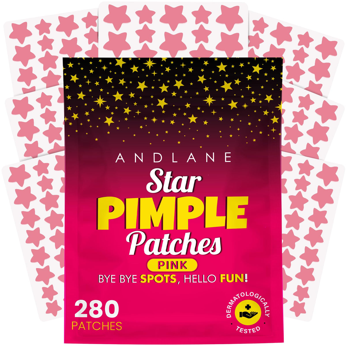 Andlane parches en forma de estrella rosa para el acné, diseño suave y atractivo.