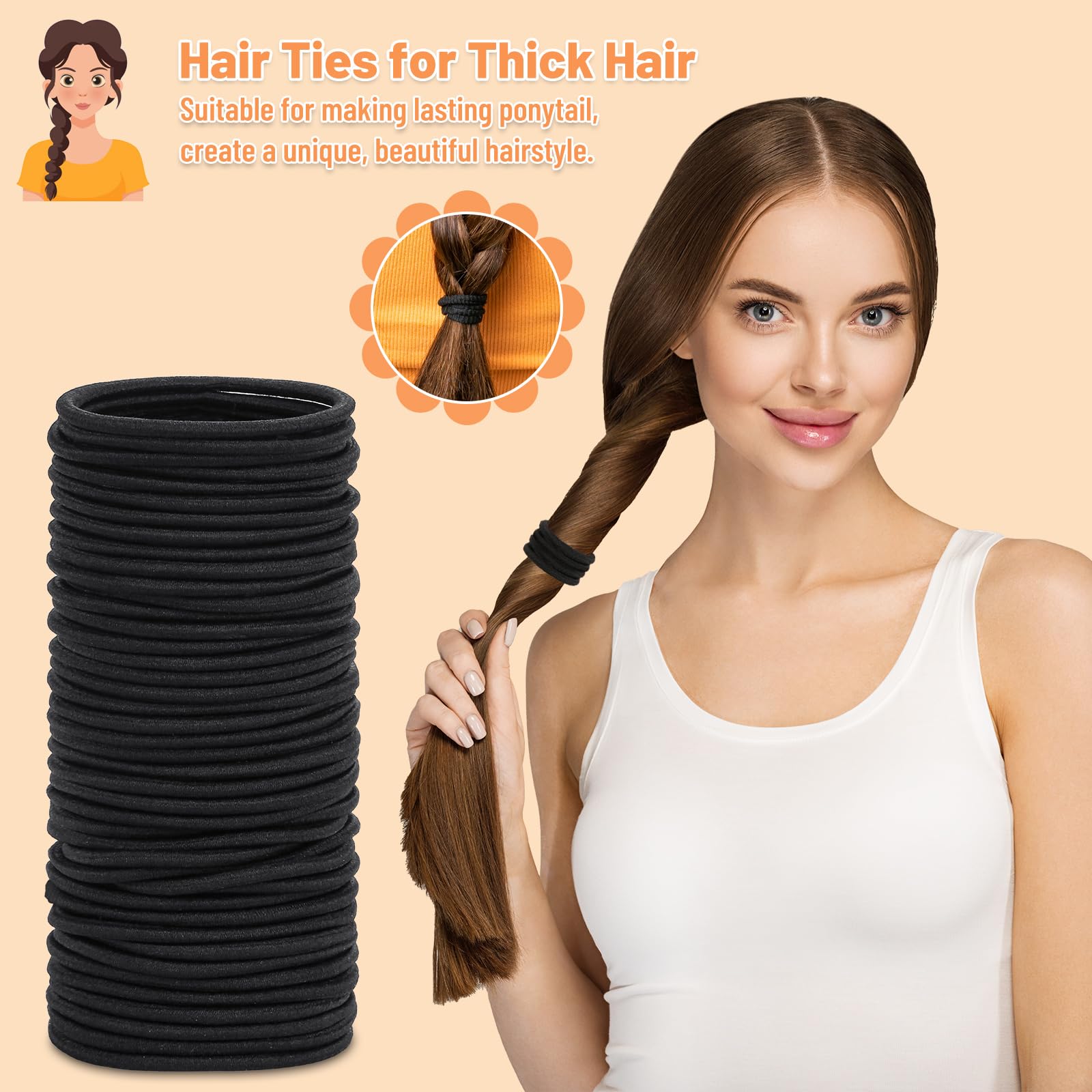 Elásticas Anezus para cabello, duraderas y fáciles de usar.