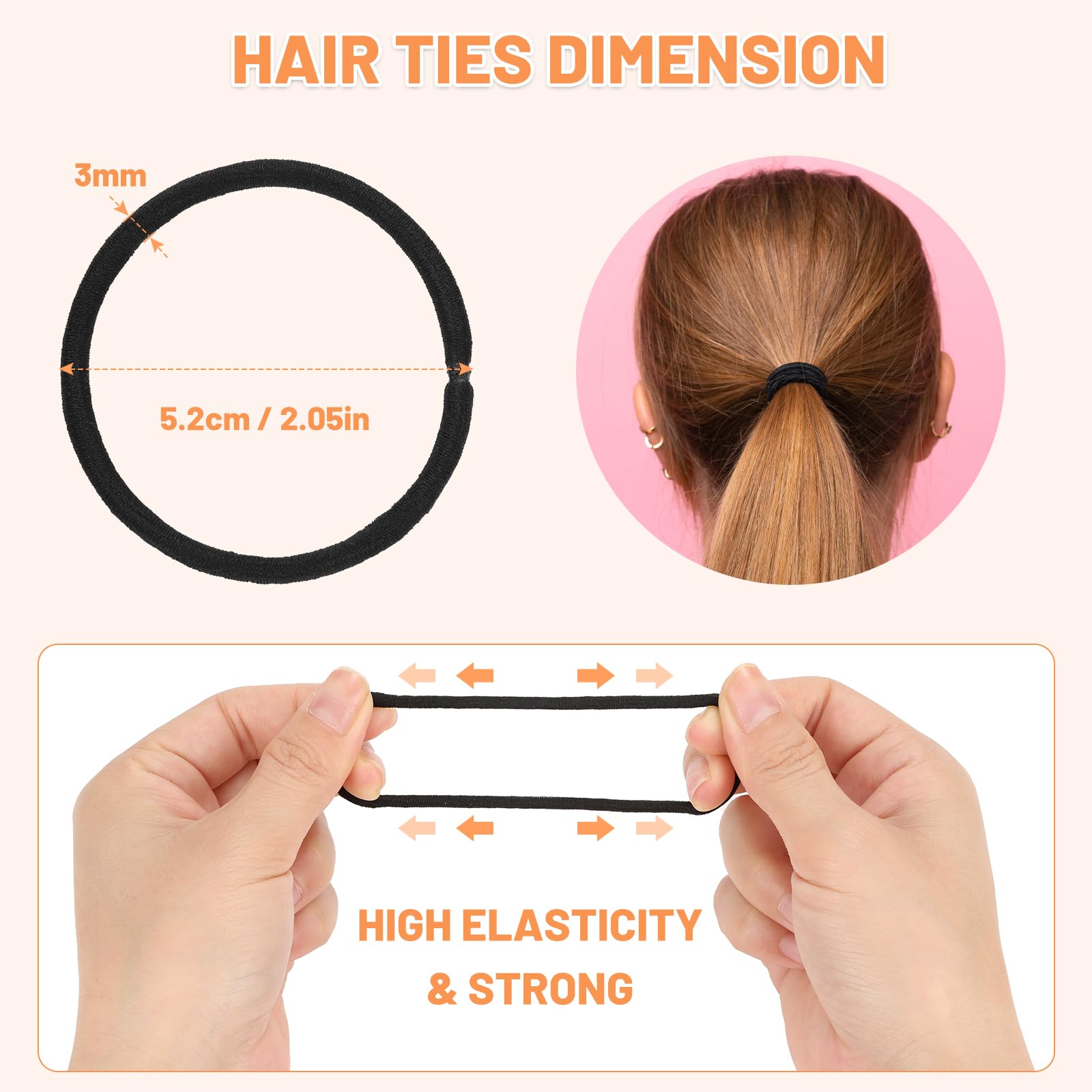 Gomas Anezus para cabello negro, uso diario y recogidos rápidos.