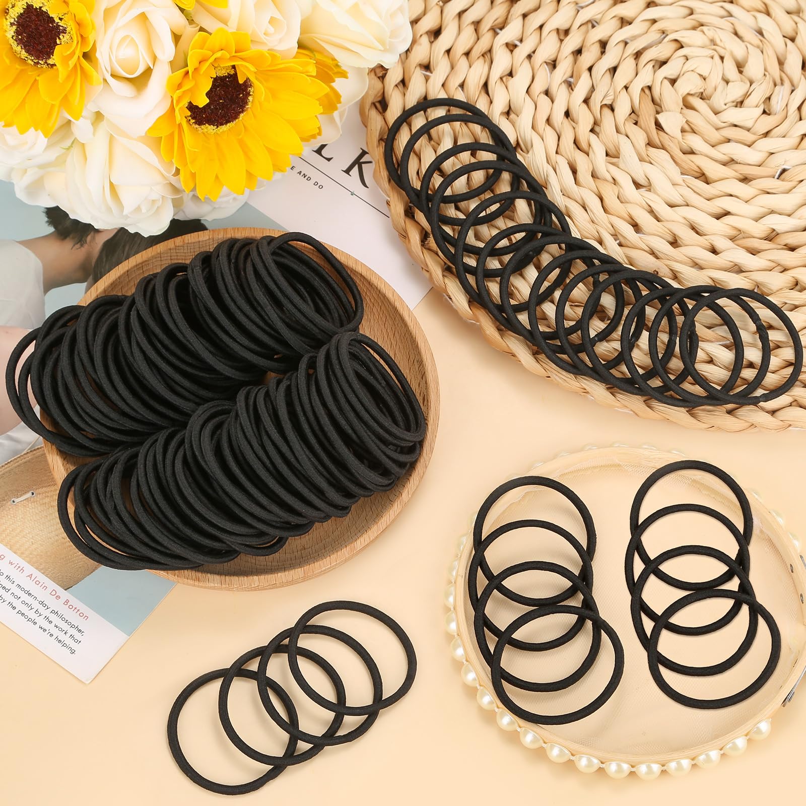 Gomas elásticas Anezus para cabello grueso, negro y resistentes.