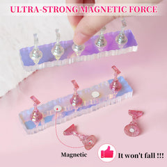 ANGNYA mostrador de uñas acrílico Aurora con efecto arcoíris en luz variable.